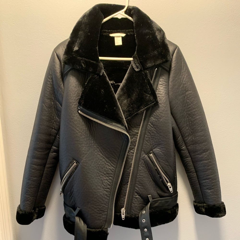 H&M Black Faux Leather Jacket